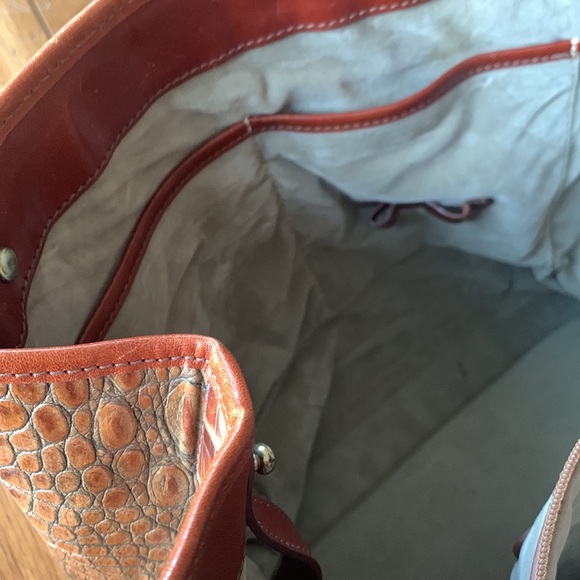 Brahmin Flower Toasted Almond Collection Shoulder Bag Leather Croc Print Purse - Picture 11 of 16